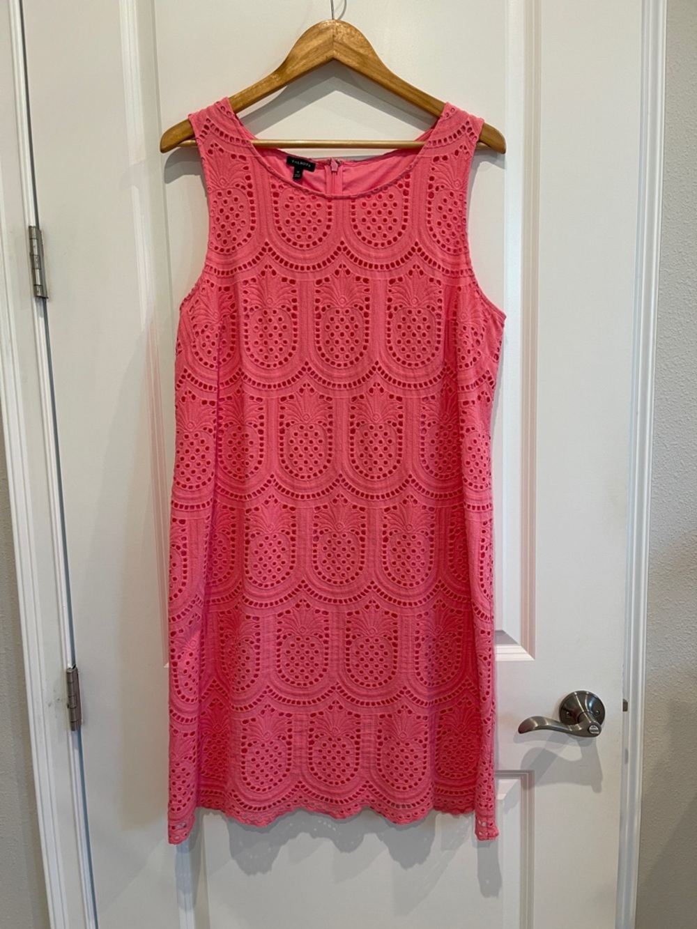Talbots Coral Pink Eyelet Sleeveless Shift Dress